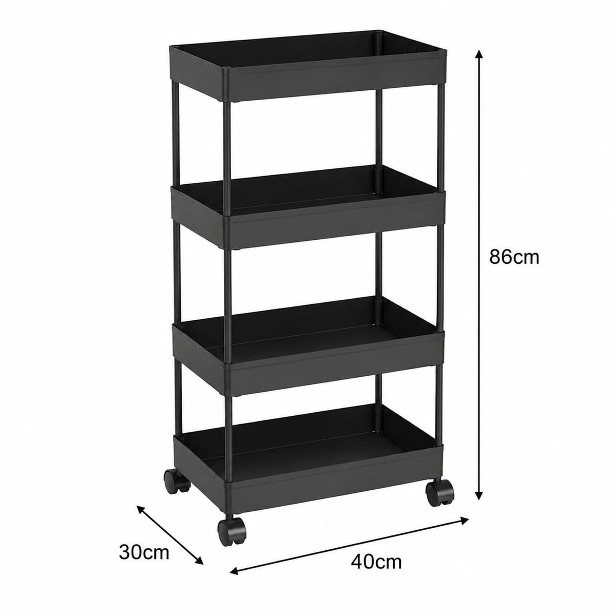 Plastic Storage Rack Trolley with Wheels
