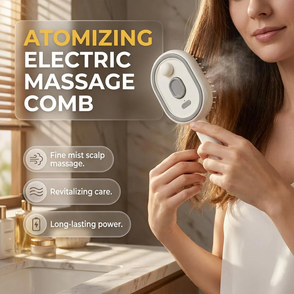 Rechargeable Hair Straightener Brush with Detangling Comb