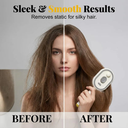 Rechargeable Hair Straightener Brush with Detangling Comb