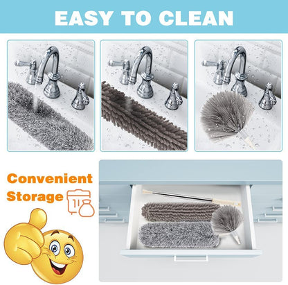 3 in 1 Microfiber Feather Duster 4PCS Bendable & Extendable Fan Cleaning Brush