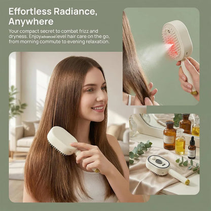 Rechargeable Hair Straightener Brush with Detangling Comb