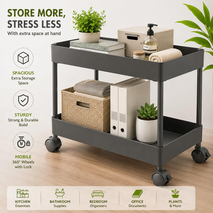 Plastic Storage Rack Trolley with Wheels