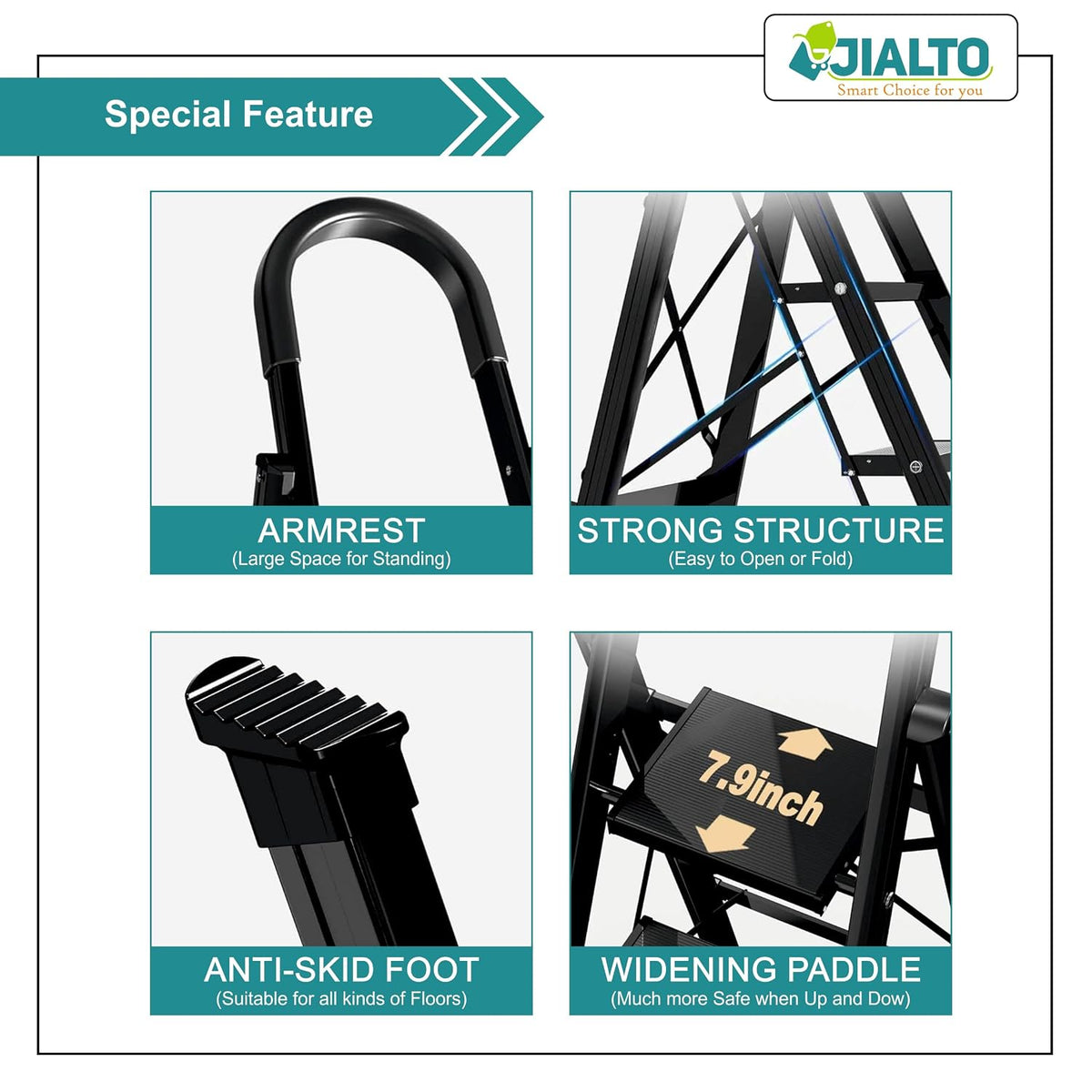 6 Step Ladder with Handrail for Home