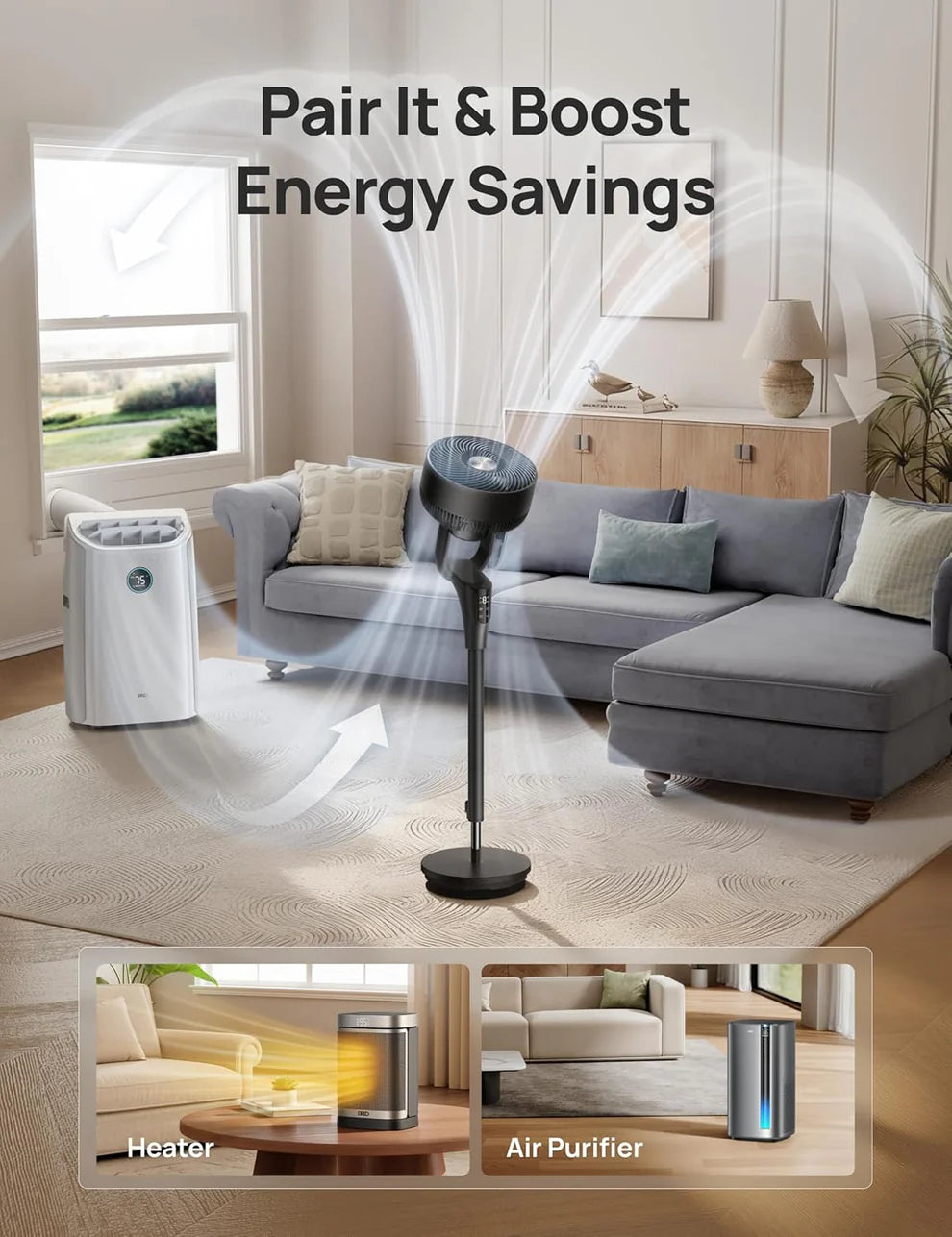 Ultra Quiet Standing Fan [90ft Airflow]