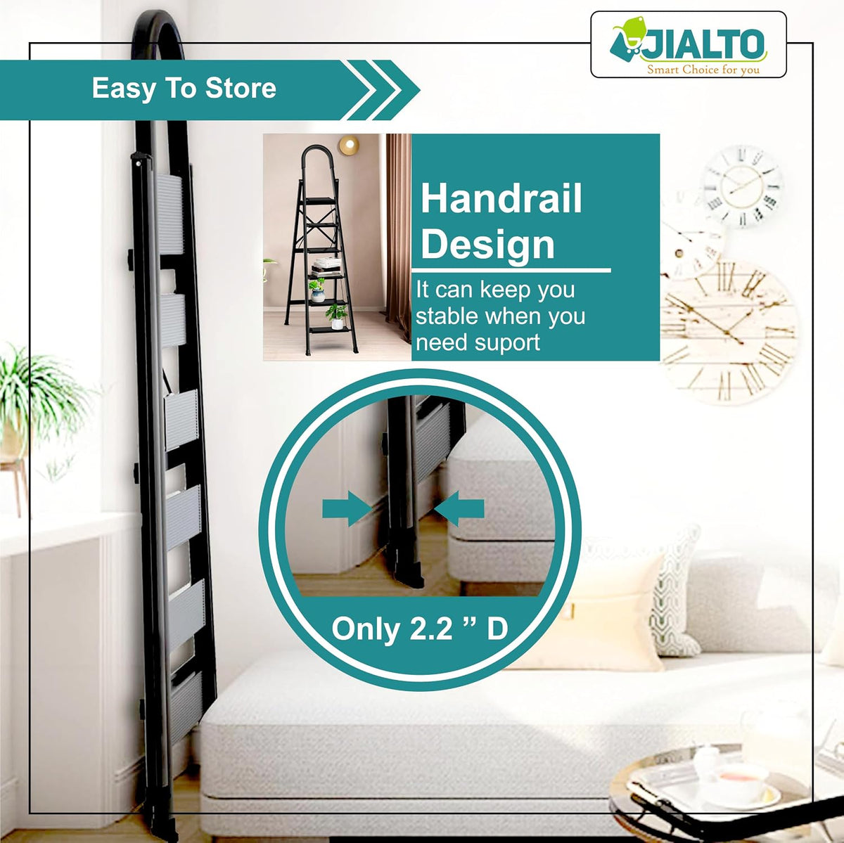 6 Step Ladder with Handrail for Home